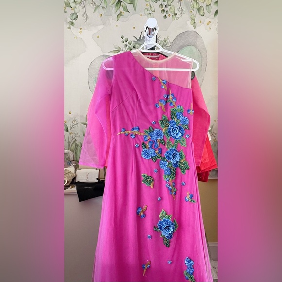 ao dai thiet ke, New beautiful Vietnamese traditional long dress bộ set m 2 gift - Picture 3 of 4